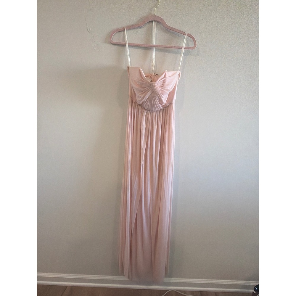 Davids Bridal Petal Pink Strapless Pleated Chiffon Maxi Dress F15782 2